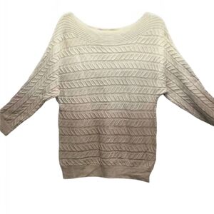 New York & Company Sweater Ombre Cable Knit Boat Neck Dolman Neutral Size Medium